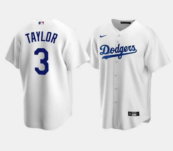 Men's Los Angeles Dodgers #3 Chris Taylor White Cool Base Stitched Baseball Jersey Men's Los Angeles Dodgers #3 Chris Taylor White Cool Base Stitched Baseball Jersey